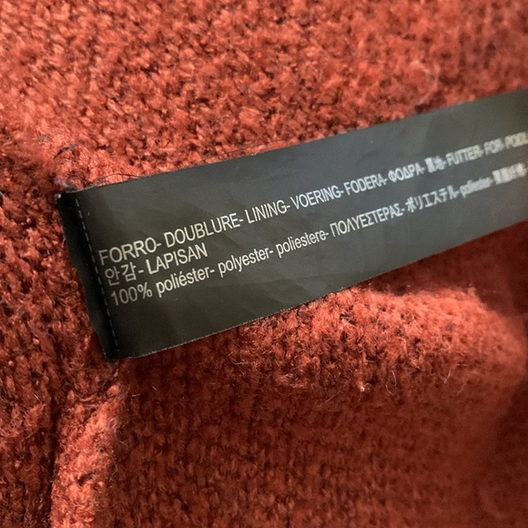 Zara Knit rusty red cardigan with faux fur hood - Picture 6 of 7